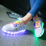 led发光鞋夏季透气七彩USB充电夜光鞋荧光情侣男女韩版学生鞋