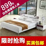 瑞信家具主卧室双人床板式床 现代简约1.5米1.8米烤漆特价床