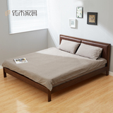 纯实木床进口橡木软包布艺双人床1.51.8米简约现代卧室家具新品
