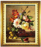 最新款精准印花DMC十字绣客厅大幅油画玫瑰 花卉 混绣 静物花束