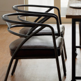 美式复古实木吧台椅子客厅餐椅 低靠背 仿古做旧餐桌椅咖啡桌椅
