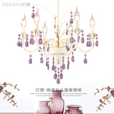 紫色水晶法式田园卧室餐厅白色水晶吊灯欧式美式乡村公主房客厅灯