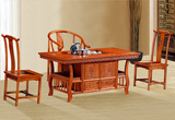 仿古实木茶桌中式家具老榆木明式泡茶雕刻功夫茶台桌椅组合茶几大