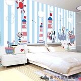 3d卡通墙纸地中海灯塔客厅卧室温馨幼儿园儿童房壁纸大型壁画米奇