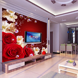 天鸿家居唯美　红色玫瑰　花卉 卧室 客厅背景墙纸无缝大型壁画
