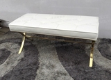 后现代白色皮长条凳子床尾凳梳妆凳床边凳玫瑰金不锈钢沙发矮凳子