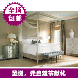 欧式实木布艺双人床新古典美式四柱婚床宜家舒适现代卧室定制家居
