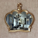 欧式卫生间装饰皇冠镜子美式乡村复古梳妆台玄关装饰壁挂浴室镜子
