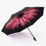 雏菊小黑伞双层遮阳挡雨折叠晴雨两用雨伞黑胶防晒三折女花太阳伞