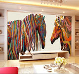 定制北欧式美式宜家抽象动物风格马语浓情客厅卧室墙纸壁画