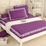 全棉加厚夹棉床笠单件纯色蕾丝床罩床单席梦思床垫保护床套1.8米