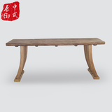 原生态老榆木风化纹门板餐桌书桌办公桌八字脚实木家具茶桌吧台板