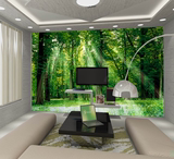 3d立体无缝大型壁画阳光树林风景电视客厅卧室背景装饰墙纸壁纸