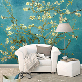 大型无缝壁画 欧式梵高手绘杏花油画客厅电视卧室背景壁纸墙画
