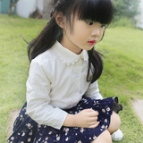 韩版童装秋冬新款童装甜美长袖衬衫翻领加绒女童纯棉白衬衣2-7岁