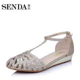 聚Senda/森达夏季专柜同款优雅坡跟时尚女鞋镂空凉鞋E3V02BL5