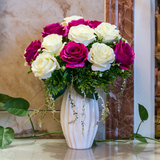 遇见高档仿真玫瑰绢花套装花艺现代客厅餐桌装饰花瓶摆件假花插花