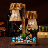 哆啦A梦圣诞生日礼物公仔创意音乐卧室氛围灯木质台灯夜灯手办