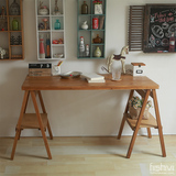美式LOFT复古实木折叠桌子做旧咖啡桌长方形松木小餐桌书桌摄影桌