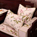 中式古典红木家具沙发垫棉麻绣花布艺圈椅罗汉床坐垫定制海绵垫套