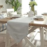 欧式地中海 高档色织布艺桌布 浅蓝小条纹餐桌桌旗 条子桌垫桌巾