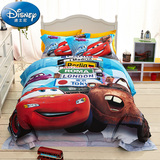 迪士尼儿童床上用品男孩纯棉四件套贡缎卡通三件套汽车总动员被套