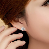 周六福珠宝S925纯银耳钉旋转镶钻耳环简约时尚个性饰品防过敏耳钉
