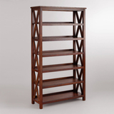 美式原木落地简易置物架 现代简约展示柜 实木书架 装饰陈列架