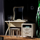 简约现代全实木梳妆台中式小户型纯白蜡木卧室水曲柳伸缩化妆桌镜