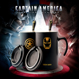 千易英雄联盟陶瓷马克杯带盖勺个性钢铁侠美国队长咖啡杯水杯子