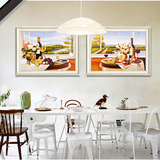 简约欧式餐厅装饰画水果红酒杯静物油画厨房饭厅挂画沙发背景壁画