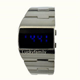 外贸欧美全钢LED电子手表蓝灯钢带手表简约手镯男表休闲运动手表