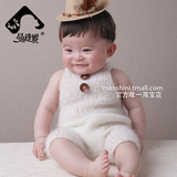曼诗妮新生儿百天摄影服饰道具宝宝帽子儿童4月手工毛线针织新品