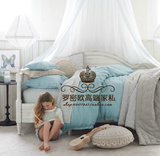 现货特价欧式儿童床美式复古做旧白色沙发床法式橡木雕花实木床