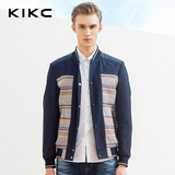 kikc2016春季男装新品 欧美简约拼色印花短款棒球服外套 休闲夹克