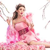 亲爱的 2015新款美人纪粉色性感唐装汉服女古装影楼写真服装桃花