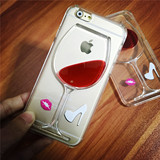 创意红酒杯iphone6 plus手机壳透明苹果6保护套液体5/5s硬壳潮女