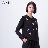 Amii2016春秋新卫衣女套头长袖圆领宽松显瘦韩版时尚个性几何印花