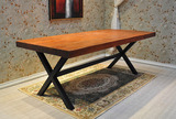 欧式铁艺餐桌实木书桌桌椅组合美式复古做旧玄关会议桌工作台促销