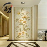 现代中式富贵玉兰墙纸壁画 玄关隔断过道走廊典雅风背景壁纸墙布