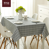 日式简约宜家风格灰色格子纯棉桌布台布餐桌布小户型家居布艺软装