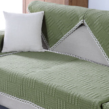 夏季绿色亚麻沙发垫加厚防滑棉麻真皮沙发巾套罩四季布艺简约现代