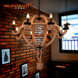 才艺个性欧式铁艺美式乡村复古田园客厅餐厅灯咖啡厅吧台麻绳吊灯