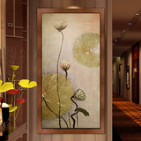 东南亚装饰画玄关画中式花卉竖版手绘油画过道抽象画泰式风格挂画