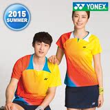 2015正品YONEX尤尼克斯情侣羽毛球服圆领速干修身短袖半袖V领