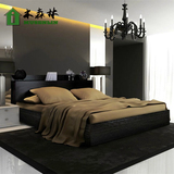 黑色烤漆板式简约现代双人床1.5/1.8米储物床抽屉大床定做包邮