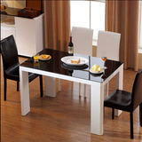 特价简约烤漆钢化玻璃餐桌椅组合白色烤漆简约现代长方形餐桌