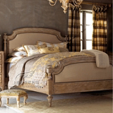 美式复古实木床仿古做旧双人床法式雕花橡木床1.5米1.8米欧式婚床
