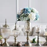 GSD欧式新古典水晶玻璃茶色高脚花瓶 美式家居客厅样板间软装饰摆