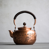 知茗台湾五牛图铜壶手工雕刻煮水养生壶加厚紫铜煮茶烧水泡茶壶